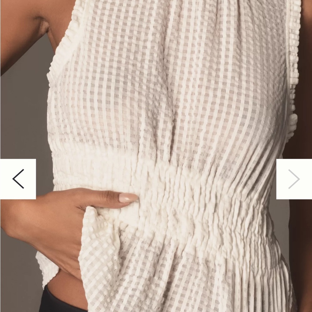 Maeve by Anthropologie sleeveless blouse stretch lace size Small in ivory - Picture 4 of 9